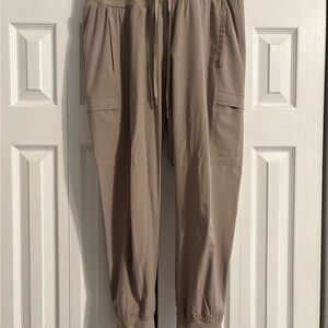 CALIA by Carrie Underwood Tan Track Pants with High Waist and Drawstring
